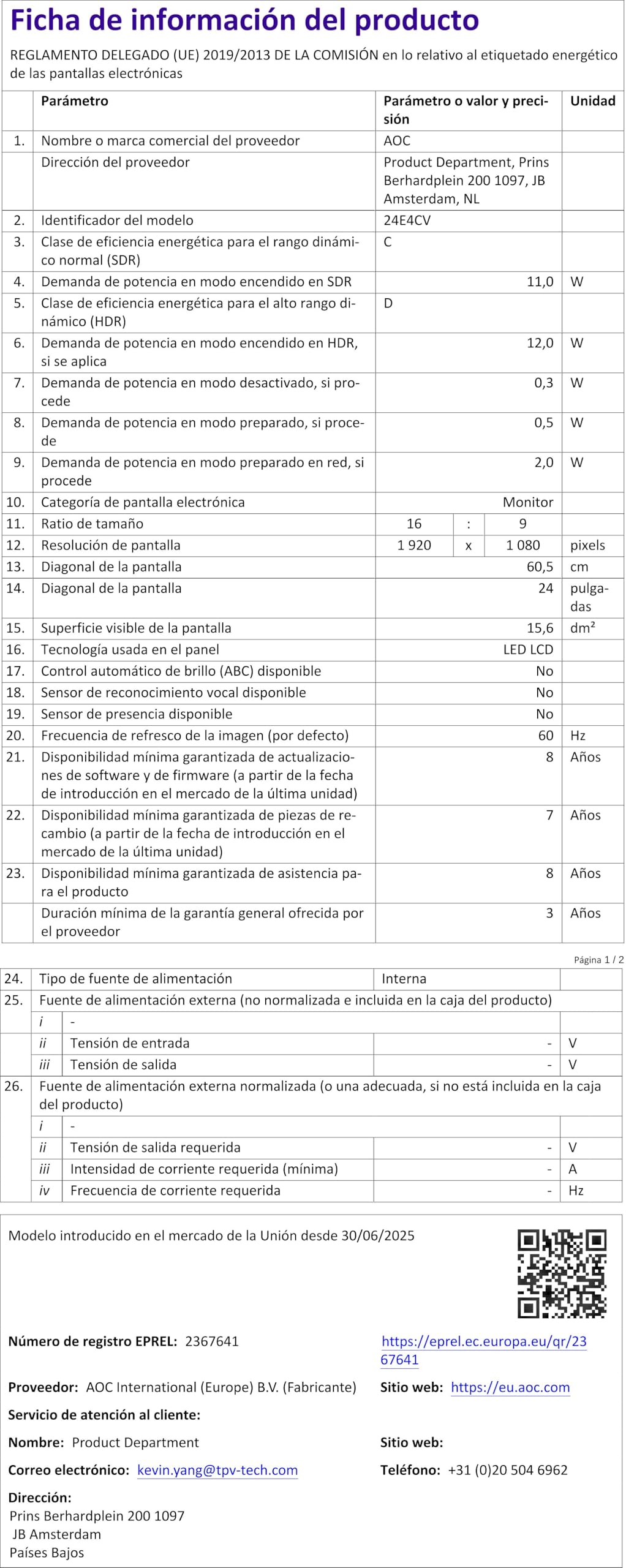Product sheet