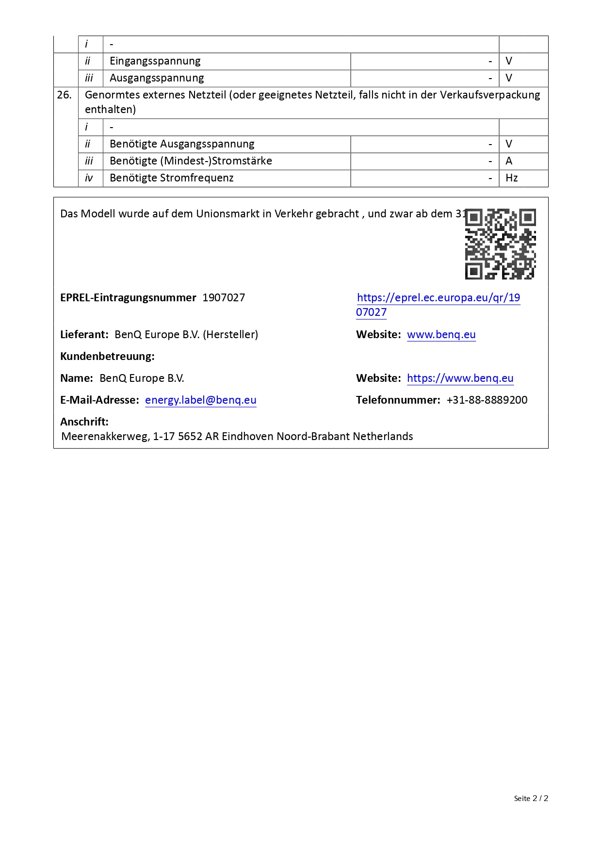 Produktdatenblatt