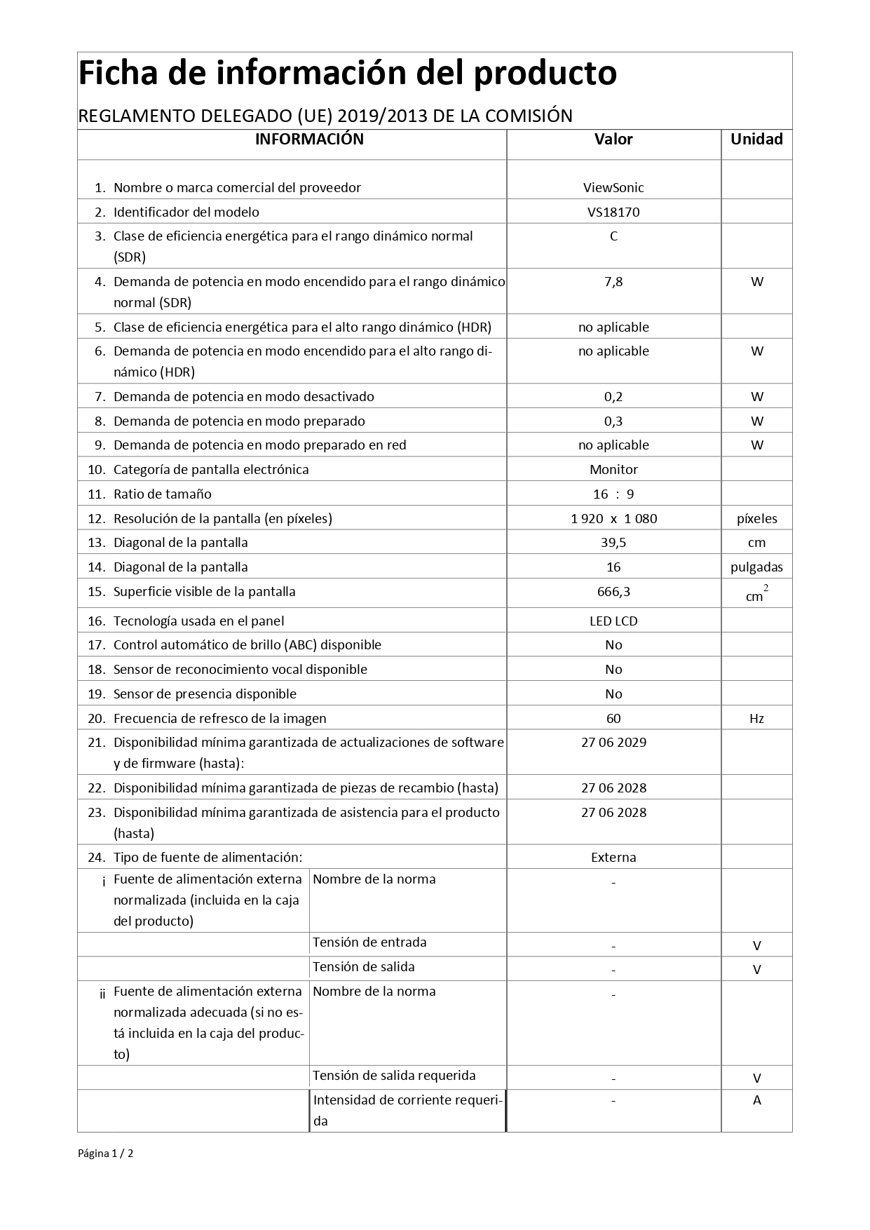 Product sheet
