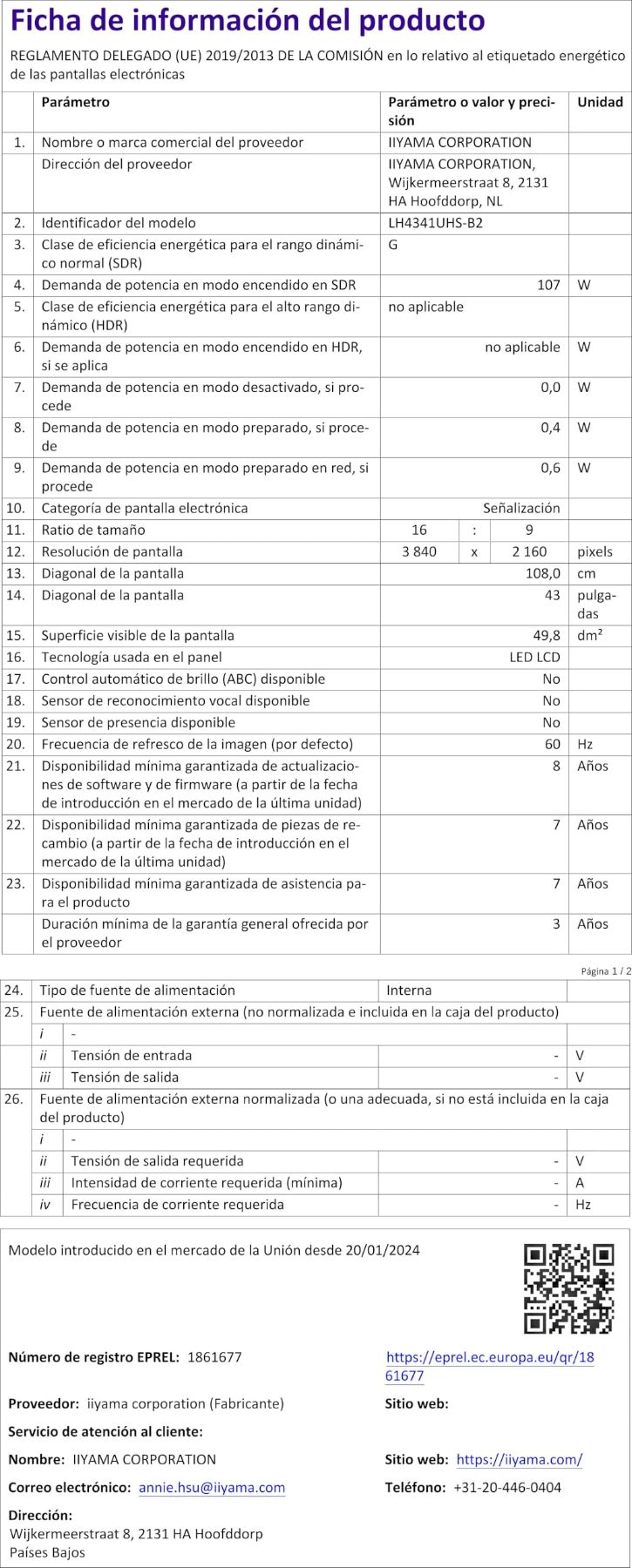 Ficha do produto