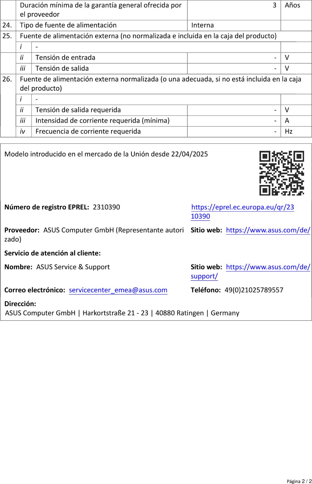 Product sheet
