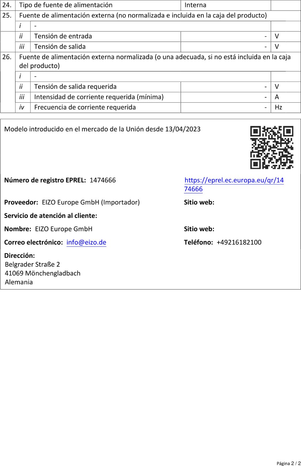 Ficha do produto