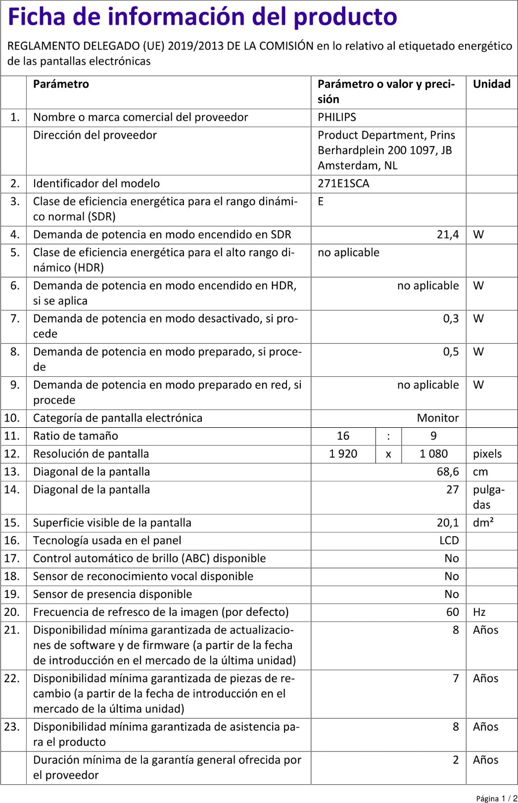 Product sheet