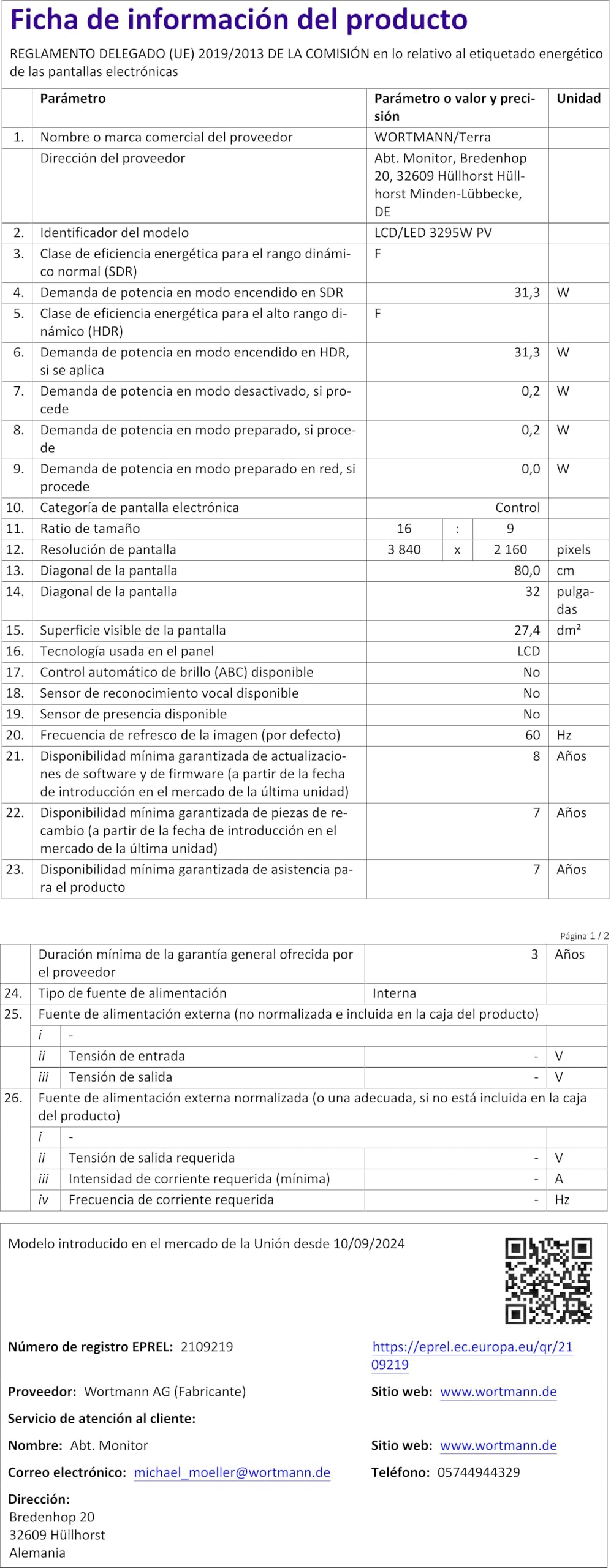 Product sheet