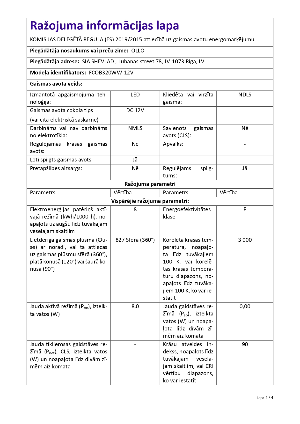 Produktdatenblatt