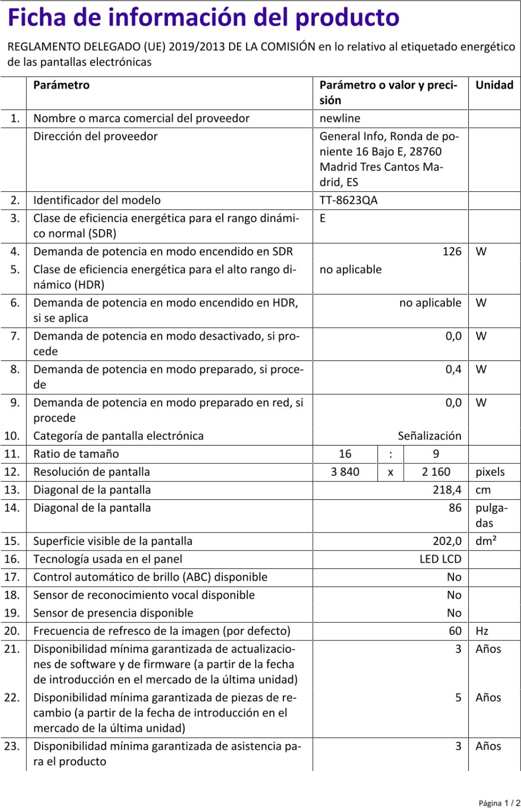 Ficha do produto
