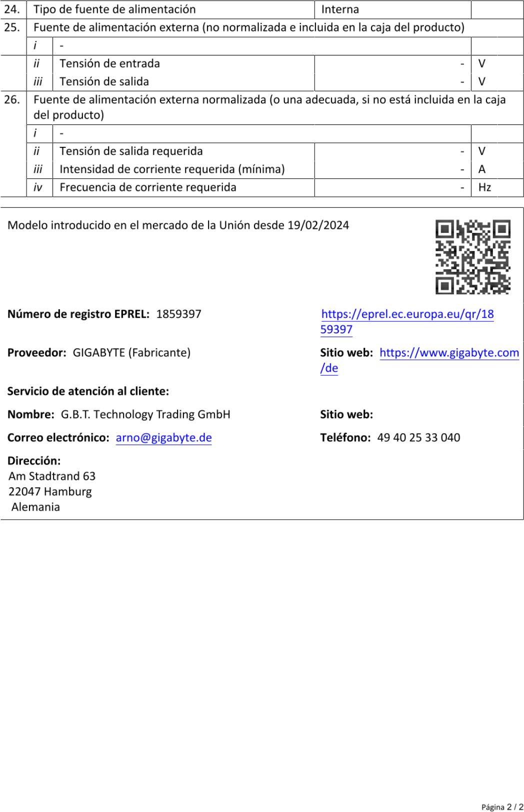 Product sheet