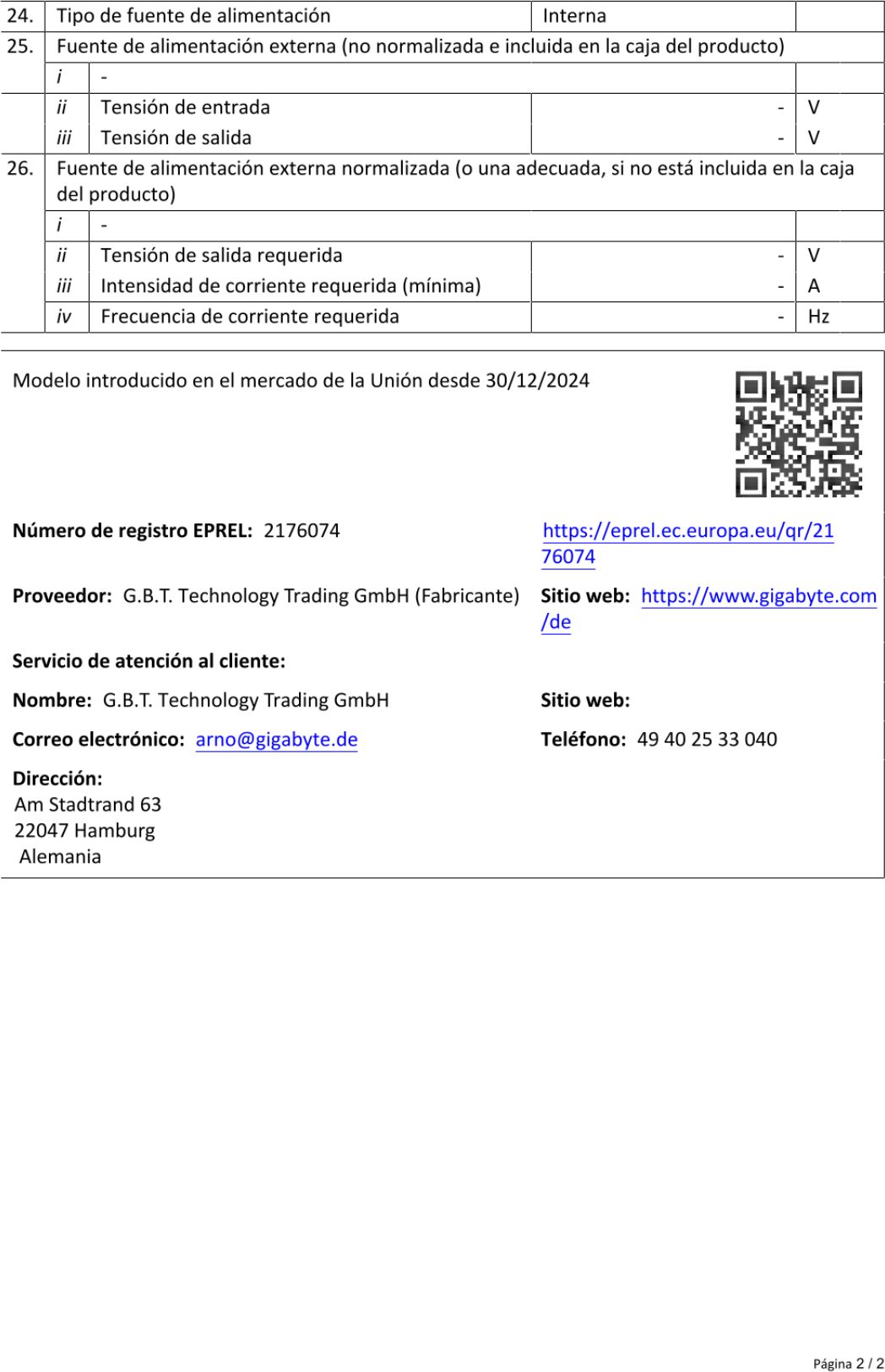 Ficha do produto
