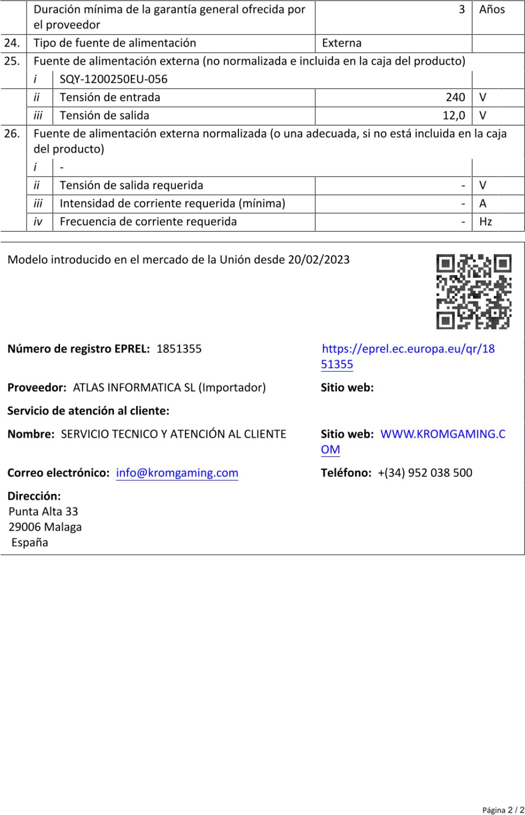 Product sheet