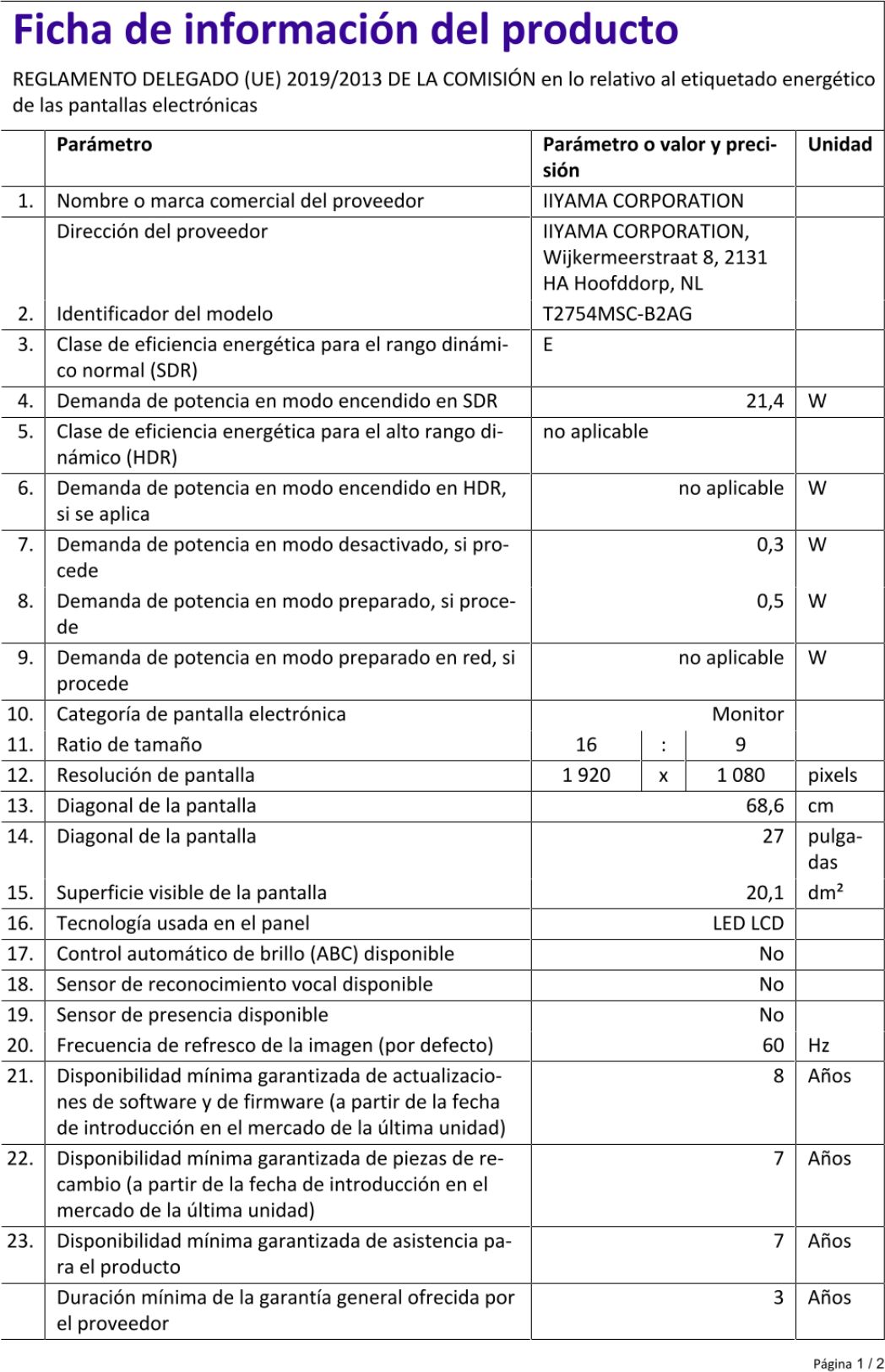 Ficha de producto