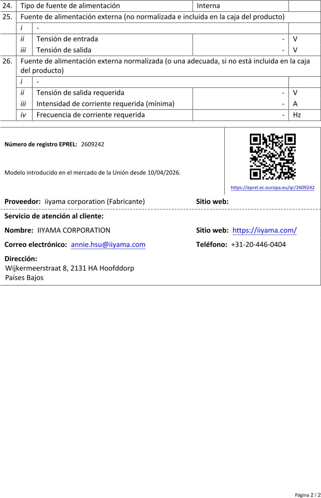 Product sheet