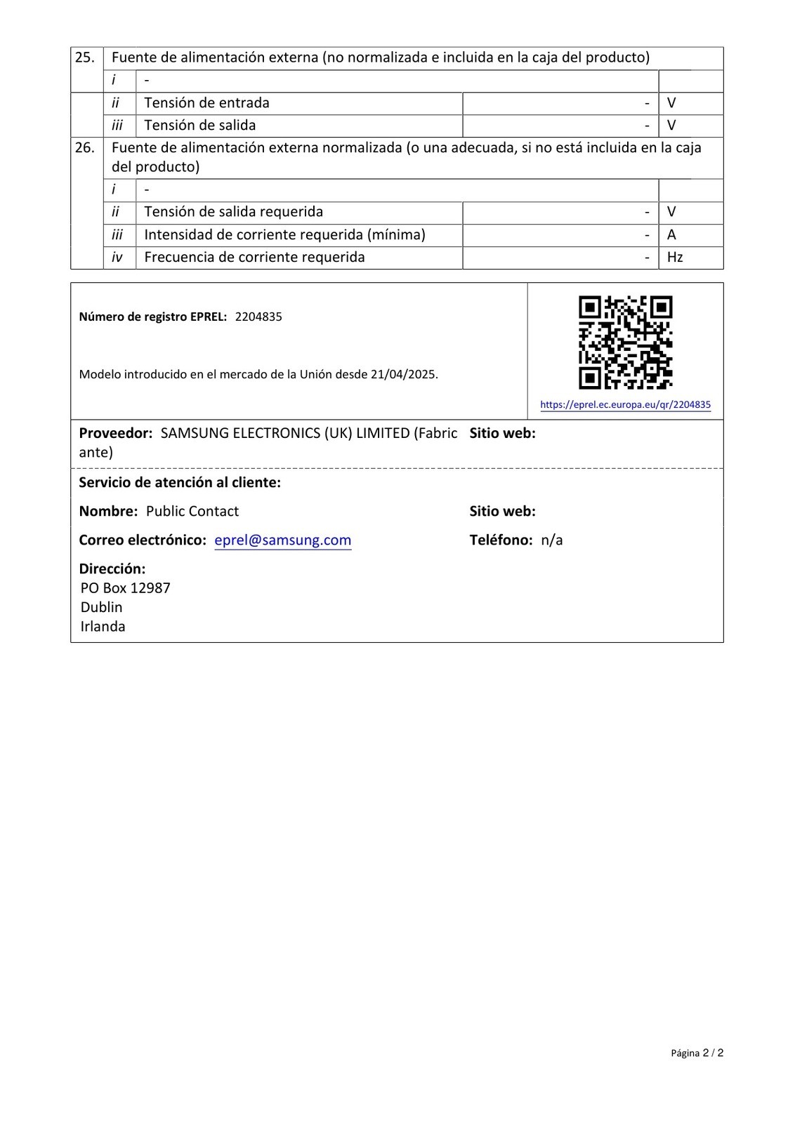 Product sheet