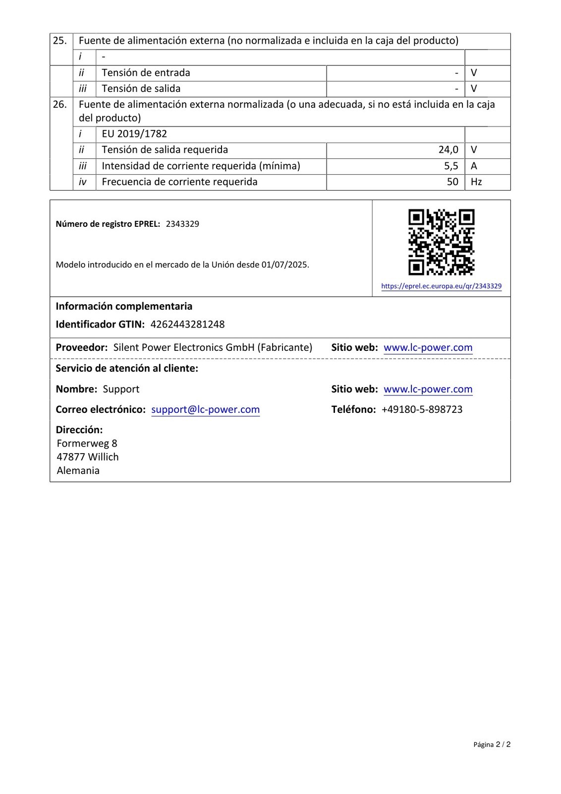 Product sheet