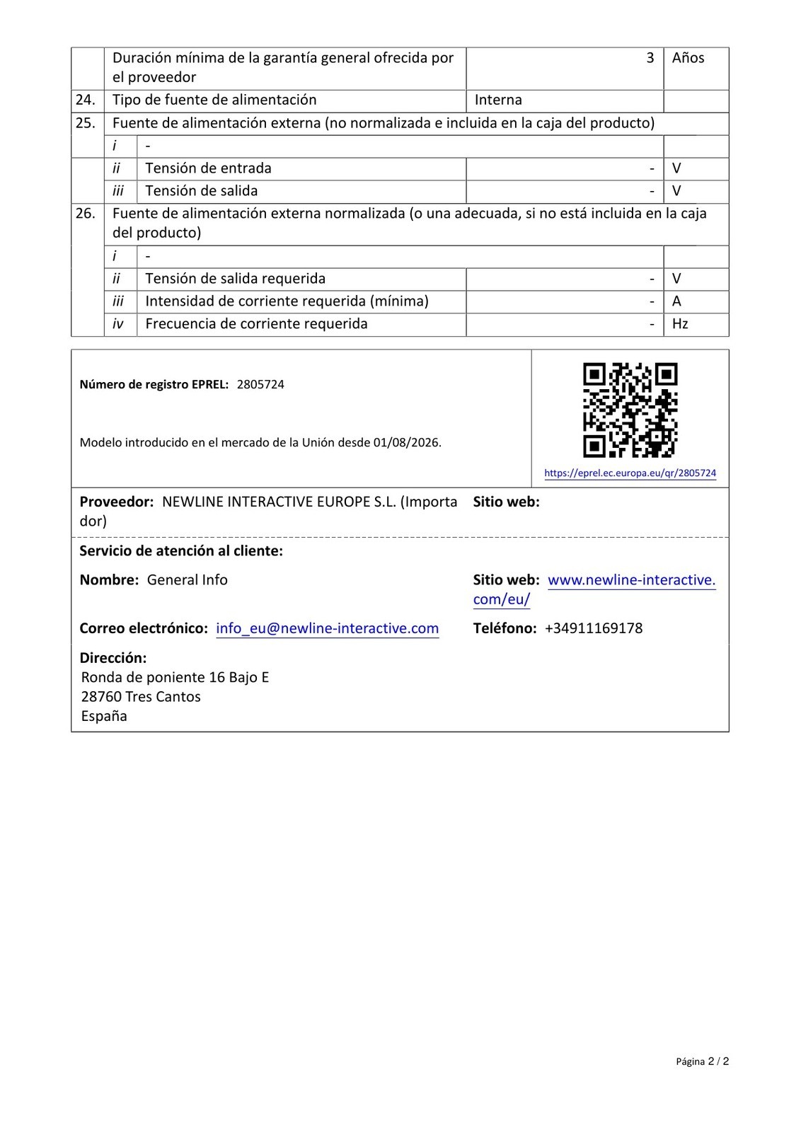 Product sheet