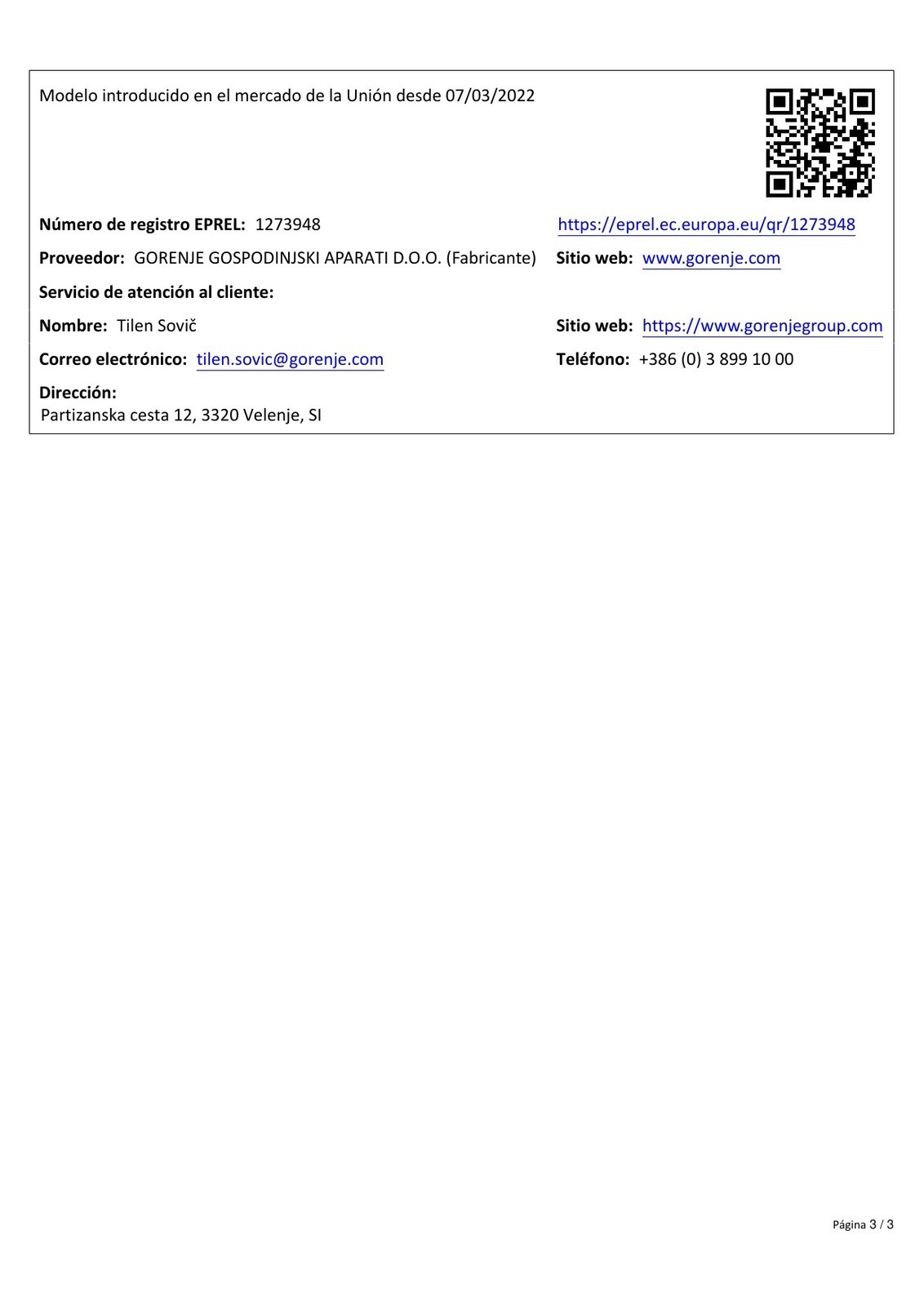 Product sheet