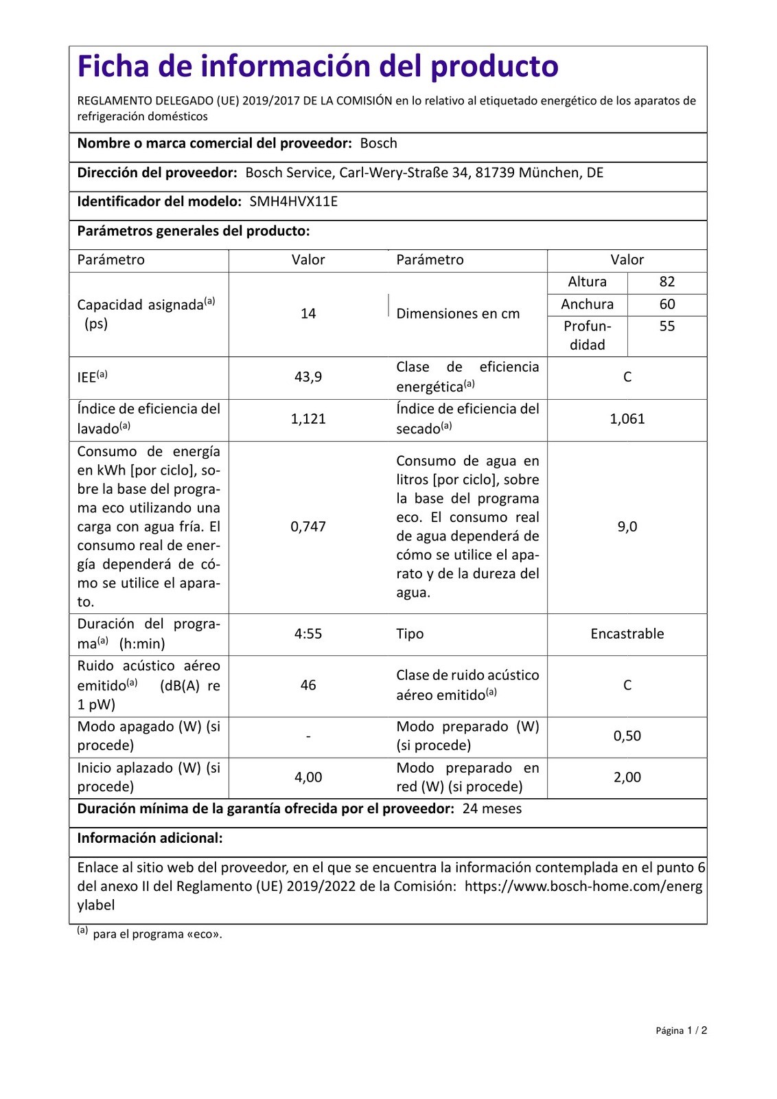 Product sheet