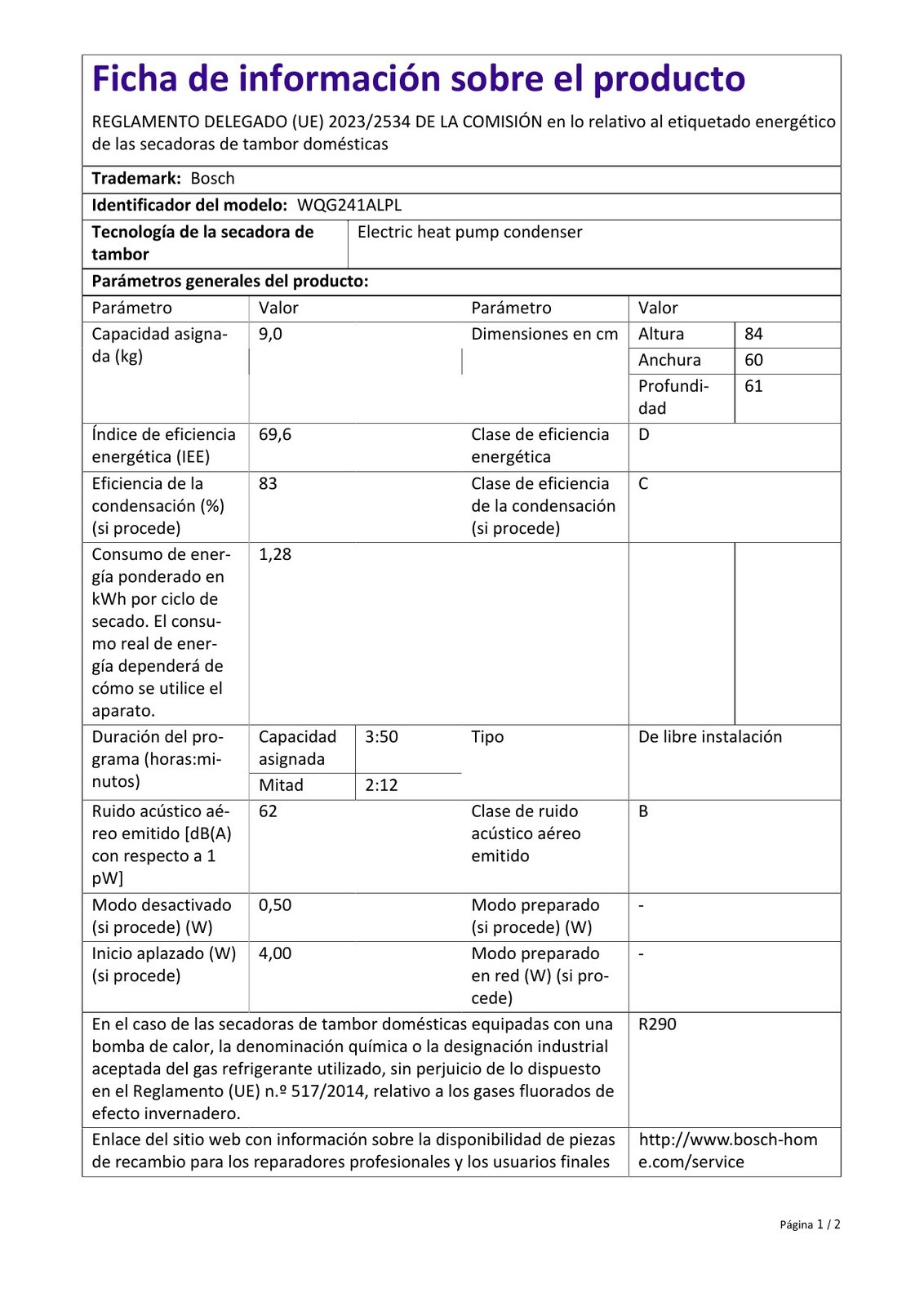 Product sheet