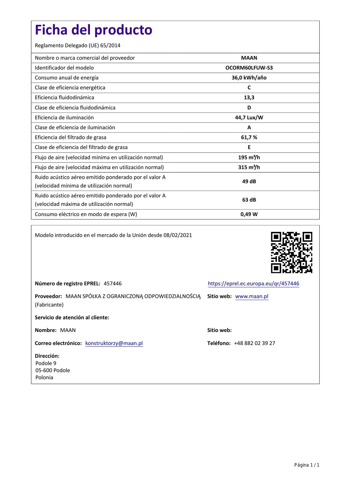 Product sheet